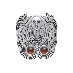 The Mother Goddess Silver Pendant with Garnet