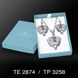 Thistle Pendant & Earrings with Free Chain Gift Box Set