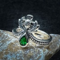 Thistle Ring with Teardrop Emerald Gem