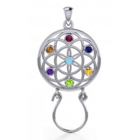 Flower of Life Charm Holder with Gemstones