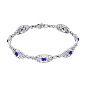 Triquetra Silver and Lapis Bracelet