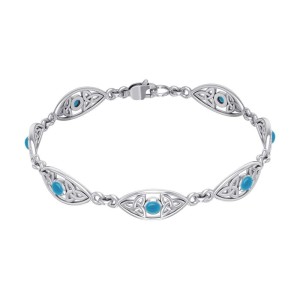 Triquetra Silver and Turquoise Bracelet