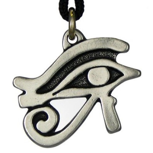 Egyptian Eye of Horus Pewter Necklace on Black Neck Cord - Reversible ...