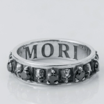 Memento Mori Skull Band Ring Sterling Silver with Gemstones